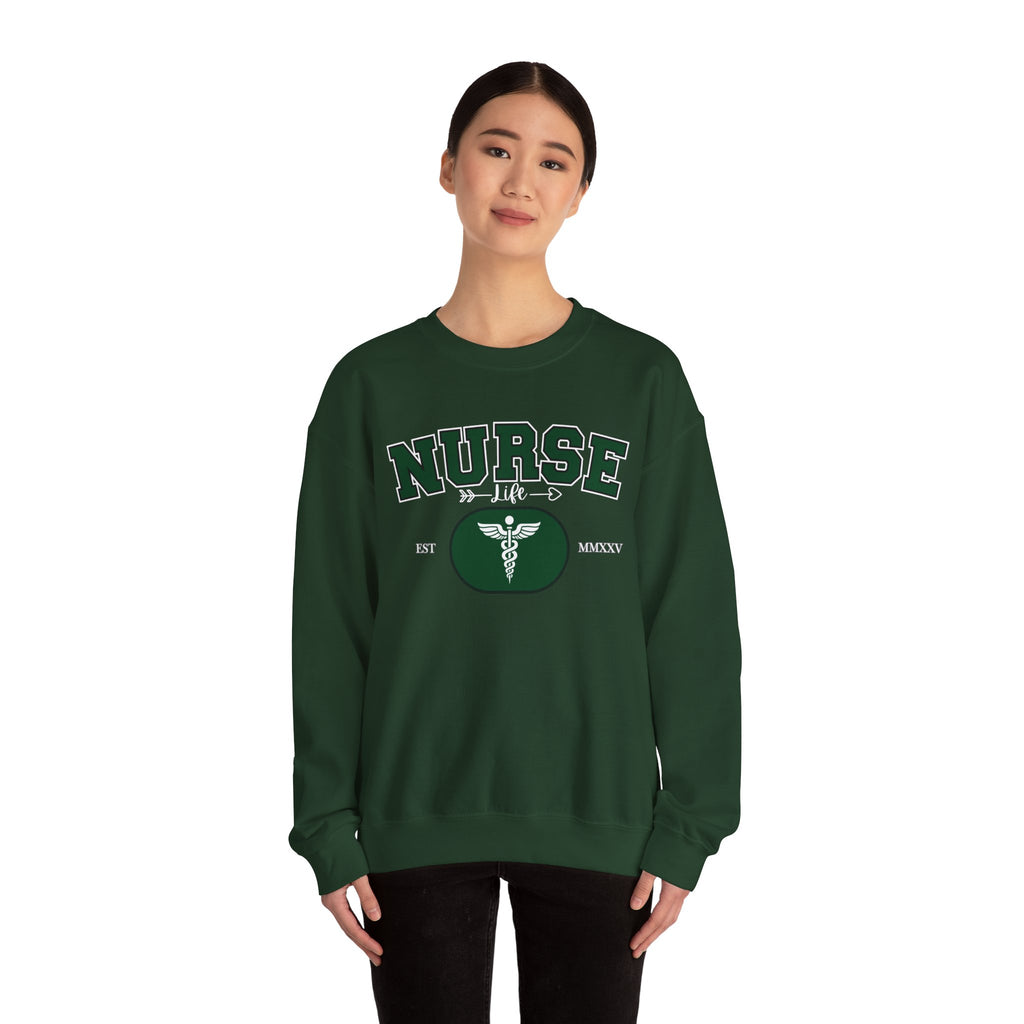 Green Nurse Crewneck Sweatshirt | Cozy Gift for Nurses, Medical Appreciation Day, Healthcare Apparel, Nursing School Gift