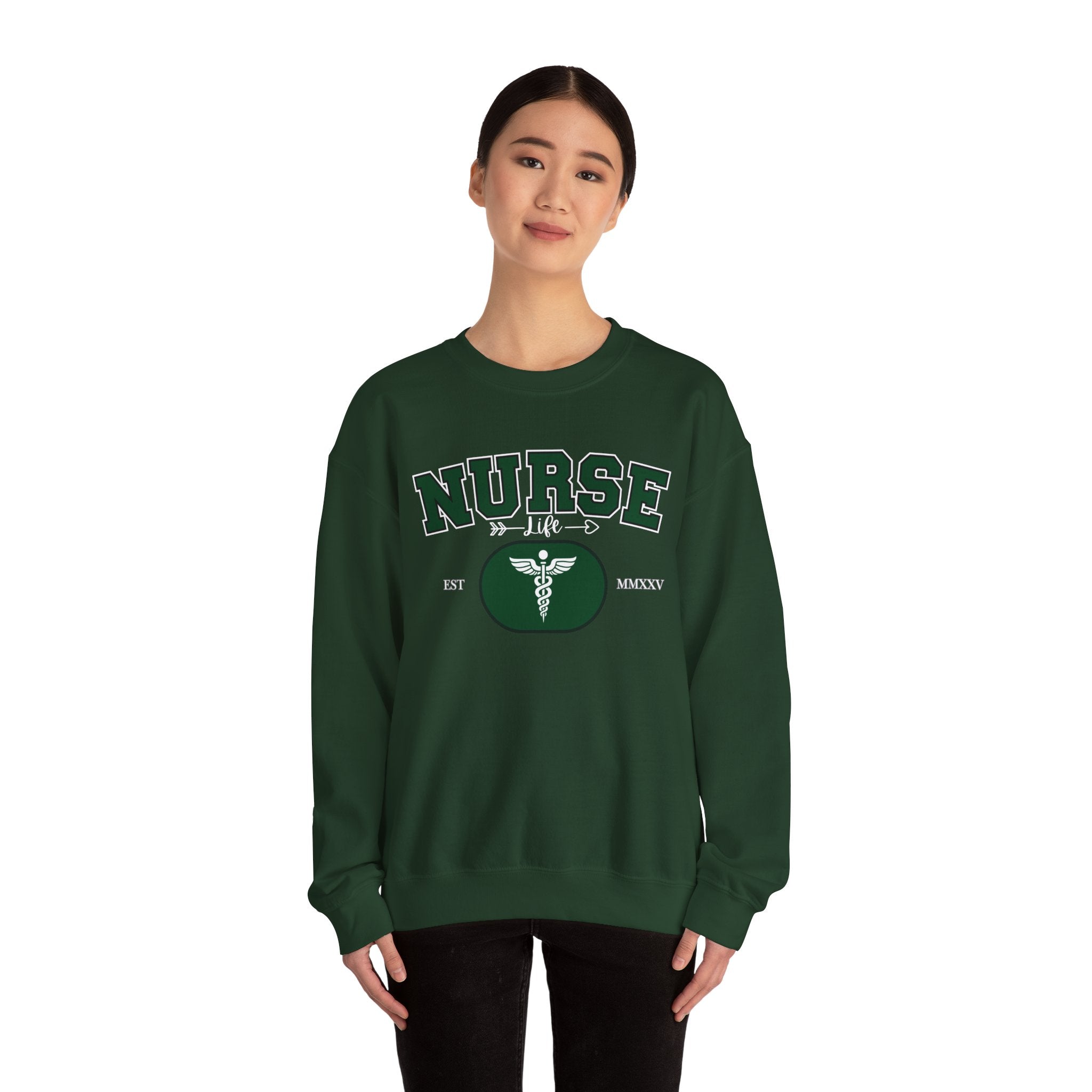 Green Nurse Crewneck Sweatshirt | Cozy Gift for Nurses, Medical Appreciation Day, Healthcare Apparel, Nursing School Gift
