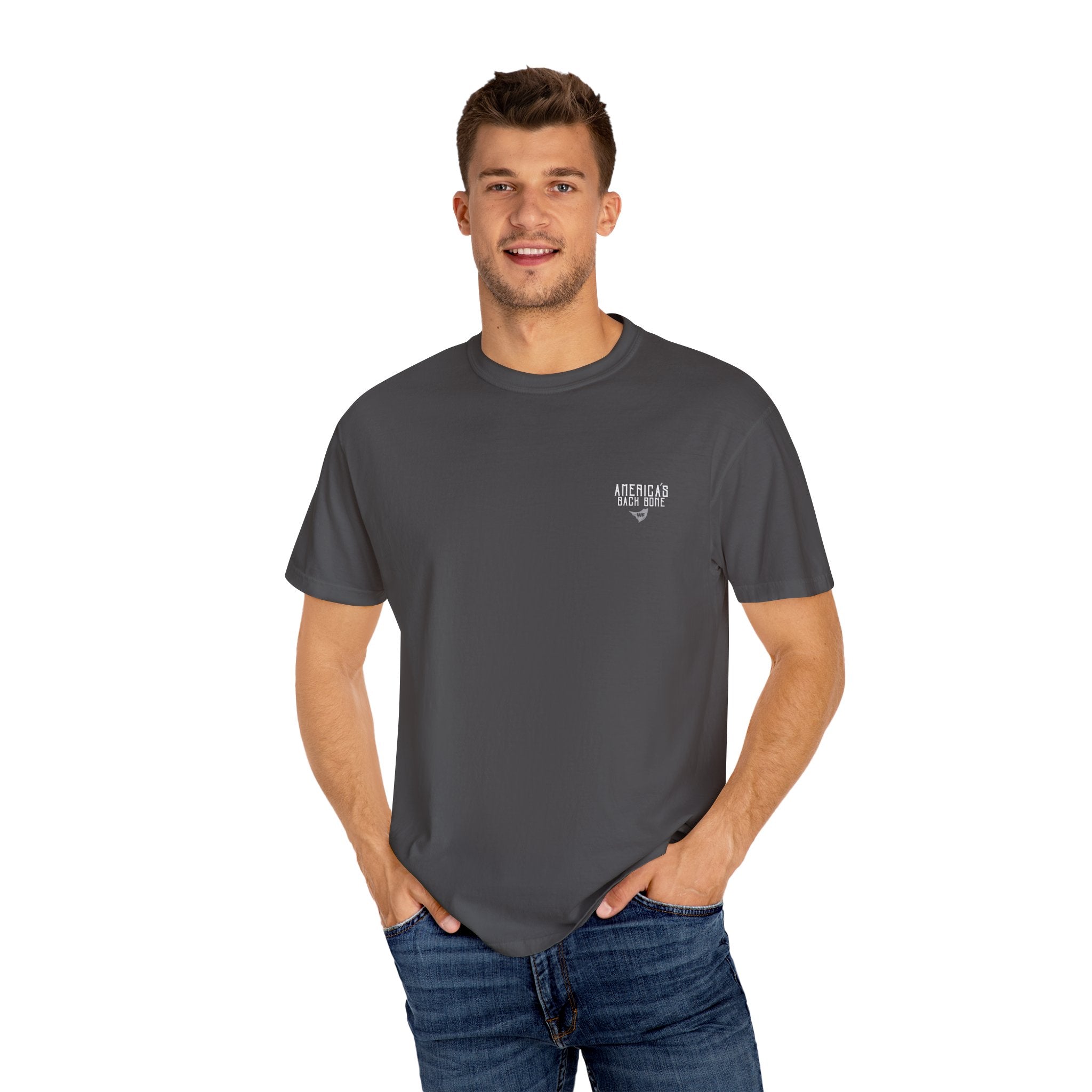 Unisex Garment-Dyed T-shirt with 'America's Backbone' Graphic For Truckers | Casual Wear, Unique Gift, Summer Style, Outdoor Adventure, Everyday Comfort