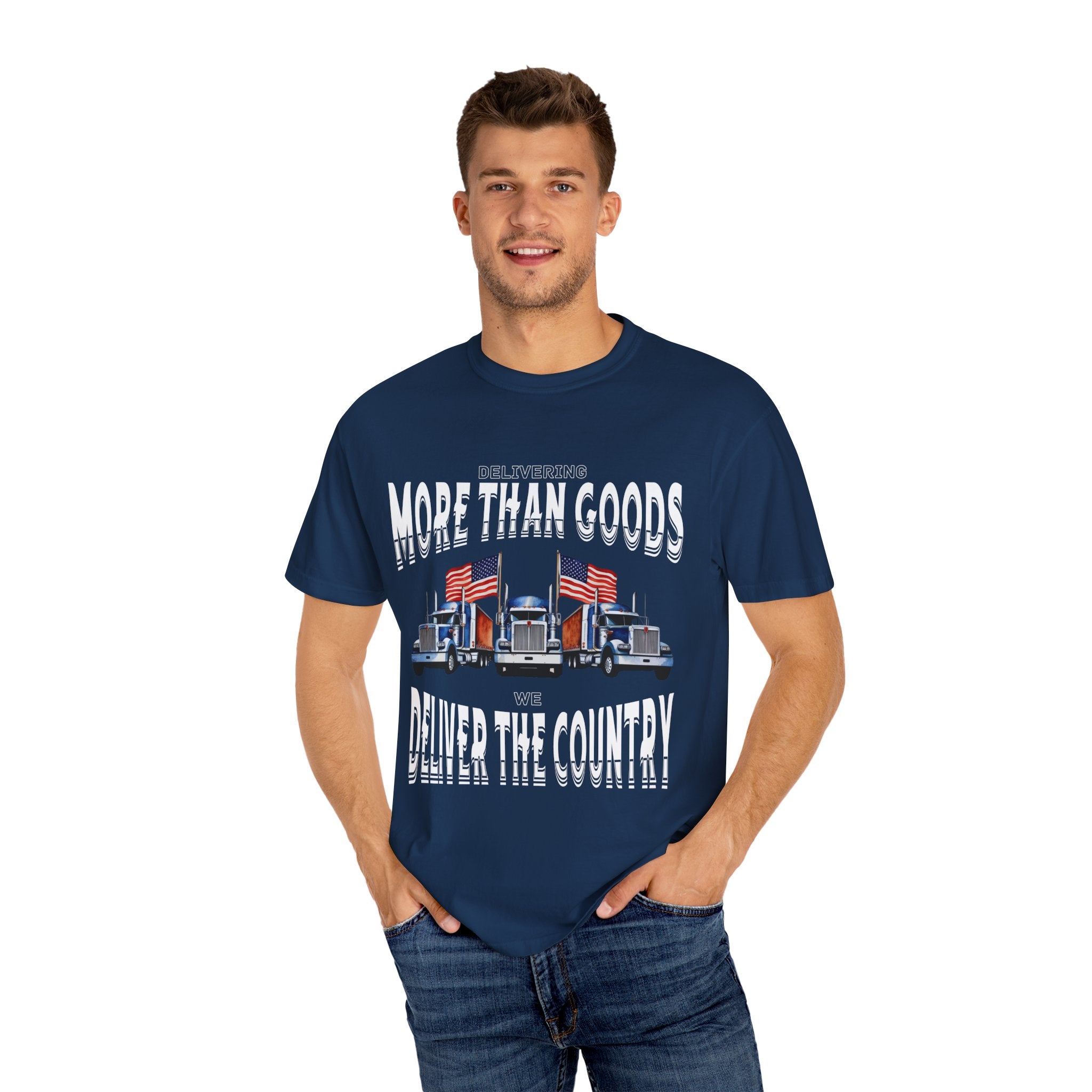 Patriotic Truck Tee, Unisex Garment-Dyed T-shirt for Truck Lovers, Freedom, Americana, Casual Wear, Independence Day