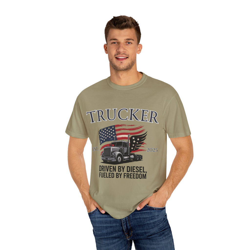 Vintage Trucker T-Shirt, Perfect for Truck Drivers, Trucking Enthusiasts, Proud America Apparel, Gift for Father's Day, Independence Day