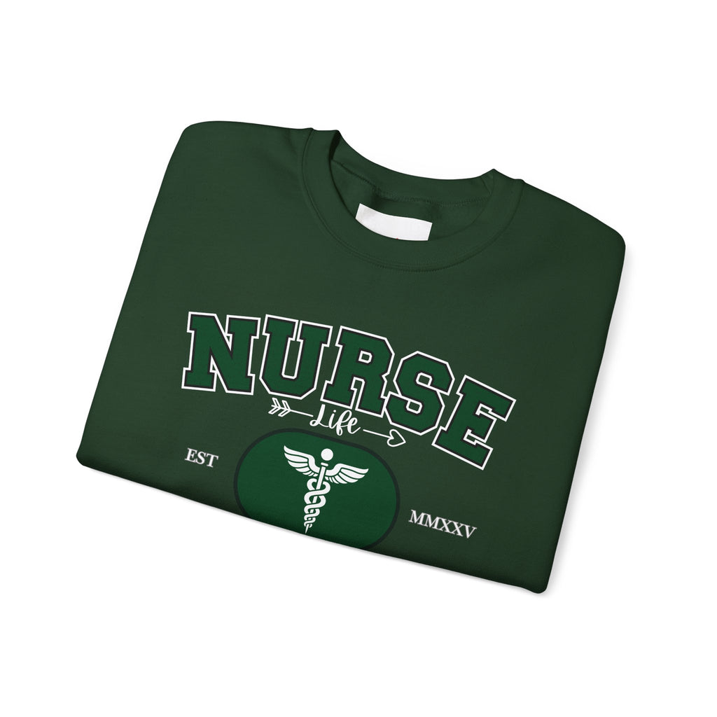 Green Nurse Crewneck Sweatshirt | Cozy Gift for Nurses, Medical Appreciation Day, Healthcare Apparel, Nursing School Gift