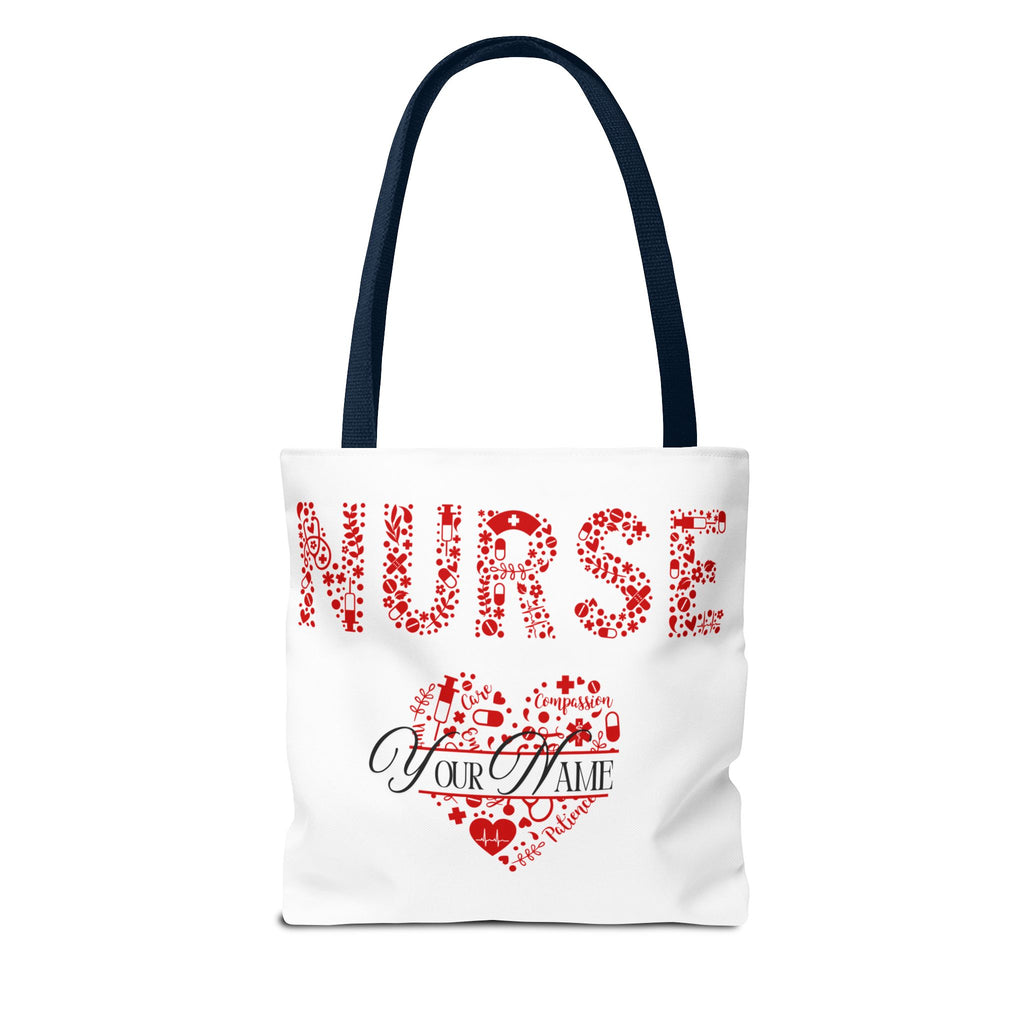 Personalized Name Nurse Tote Bag, Heart Design, Gift for Nurses, AOP Nursing Bag, Healthcare Companion, Nurse Appreciation