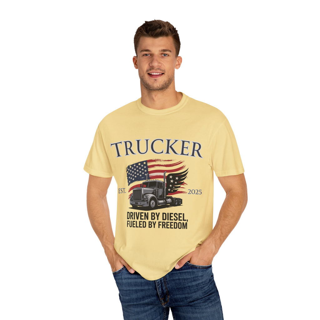 Vintage Trucker T-Shirt, Perfect for Truck Drivers, Trucking Enthusiasts, Proud America Apparel, Gift for Father's Day, Independence Day
