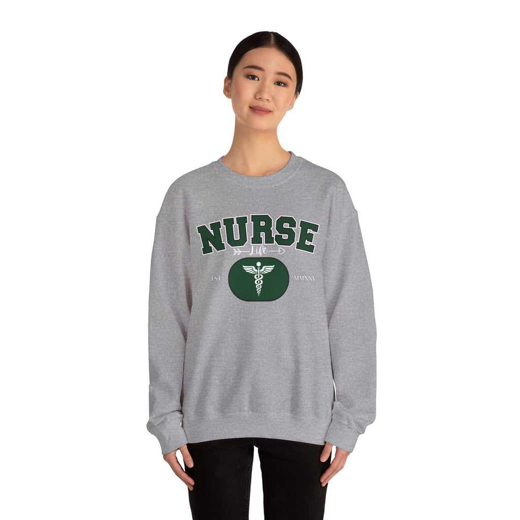 Green Nurse Crewneck Sweatshirt | Cozy Gift for Nurses, Medical Appreciation Day, Healthcare Apparel, Nursing School Gift