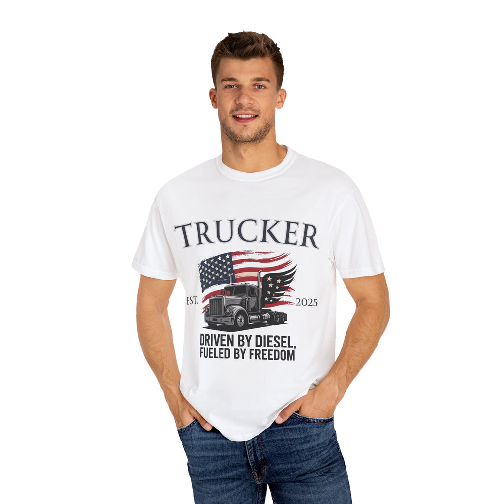 Vintage Trucker T-Shirt, Perfect for Truck Drivers, Trucking Enthusiasts, Proud America Apparel, Gift for Father's Day, Independence Day
