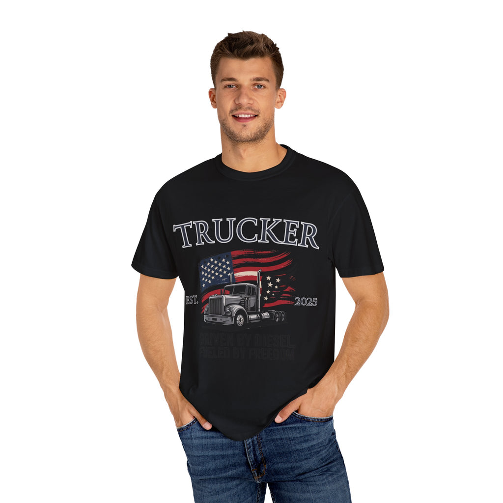Vintage Trucker T-Shirt, Perfect for Truck Drivers, Trucking Enthusiasts, Proud America Apparel, Gift for Father's Day, Independence Day