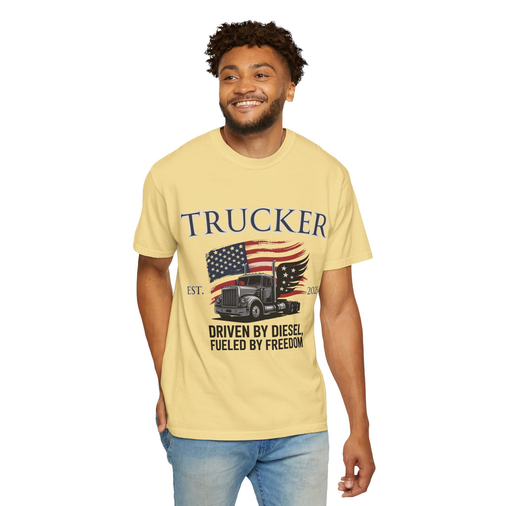 Vintage Trucker T-Shirt, Perfect for Truck Drivers, Trucking Enthusiasts, Proud America Apparel, Gift for Father's Day, Independence Day