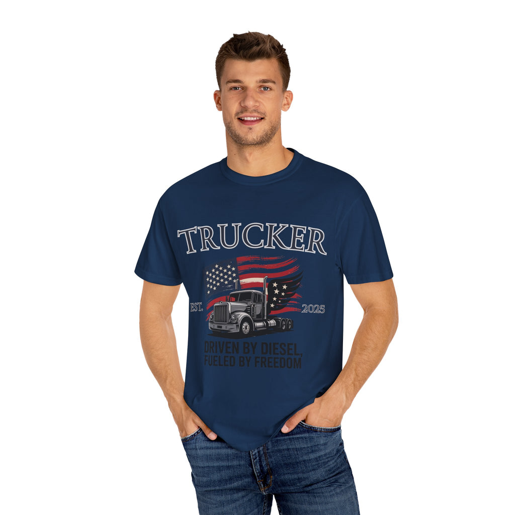 Vintage Trucker T-Shirt, Perfect for Truck Drivers, Trucking Enthusiasts, Proud America Apparel, Gift for Father's Day, Independence Day