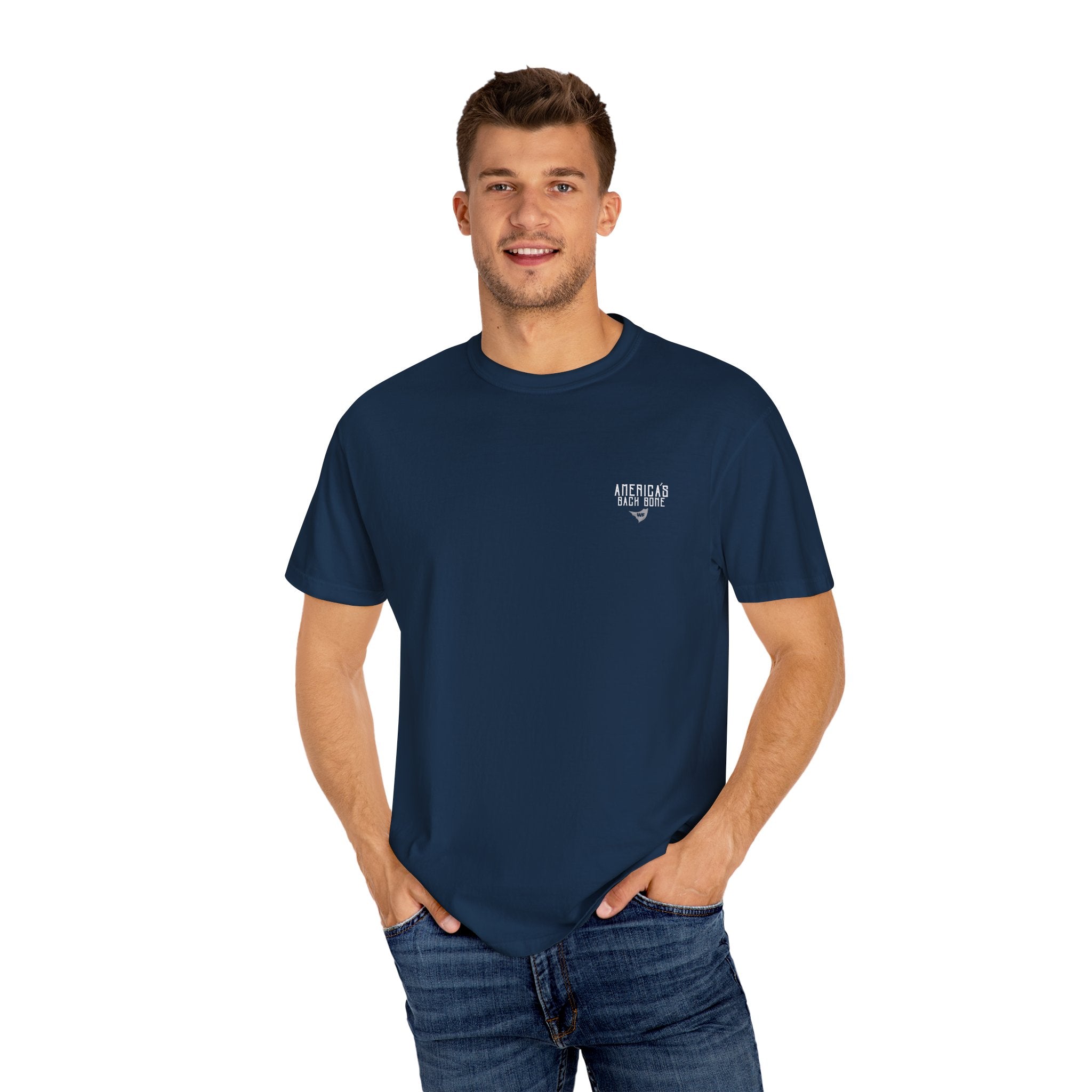 Unisex Garment-Dyed T-shirt with 'America's Backbone' Graphic For Truckers | Casual Wear, Unique Gift, Summer Style, Outdoor Adventure, Everyday Comfort