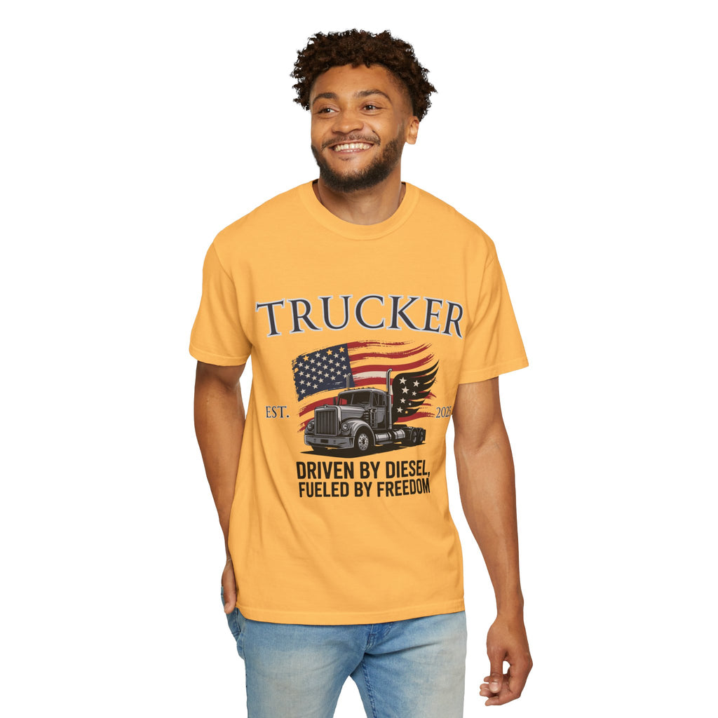Vintage Trucker T-Shirt, Perfect for Truck Drivers, Trucking Enthusiasts, Proud America Apparel, Gift for Father's Day, Independence Day