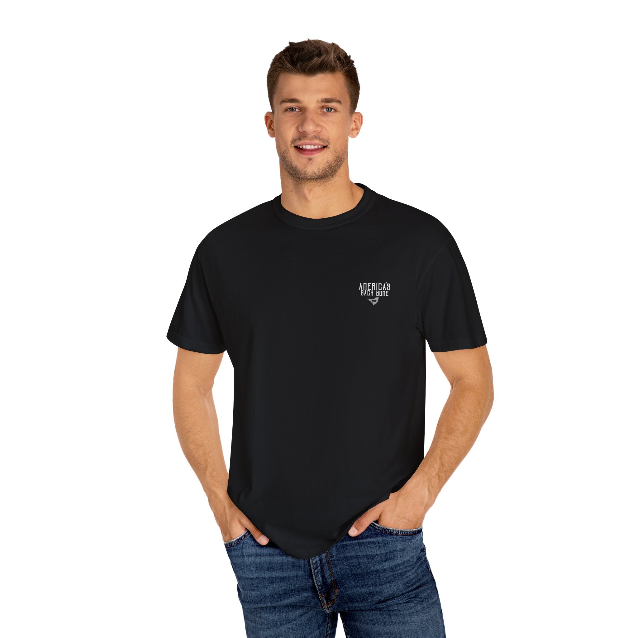 Unisex Garment-Dyed T-shirt with 'America's Backbone' Graphic For Truckers | Casual Wear, Unique Gift, Summer Style, Outdoor Adventure, Everyday Comfort