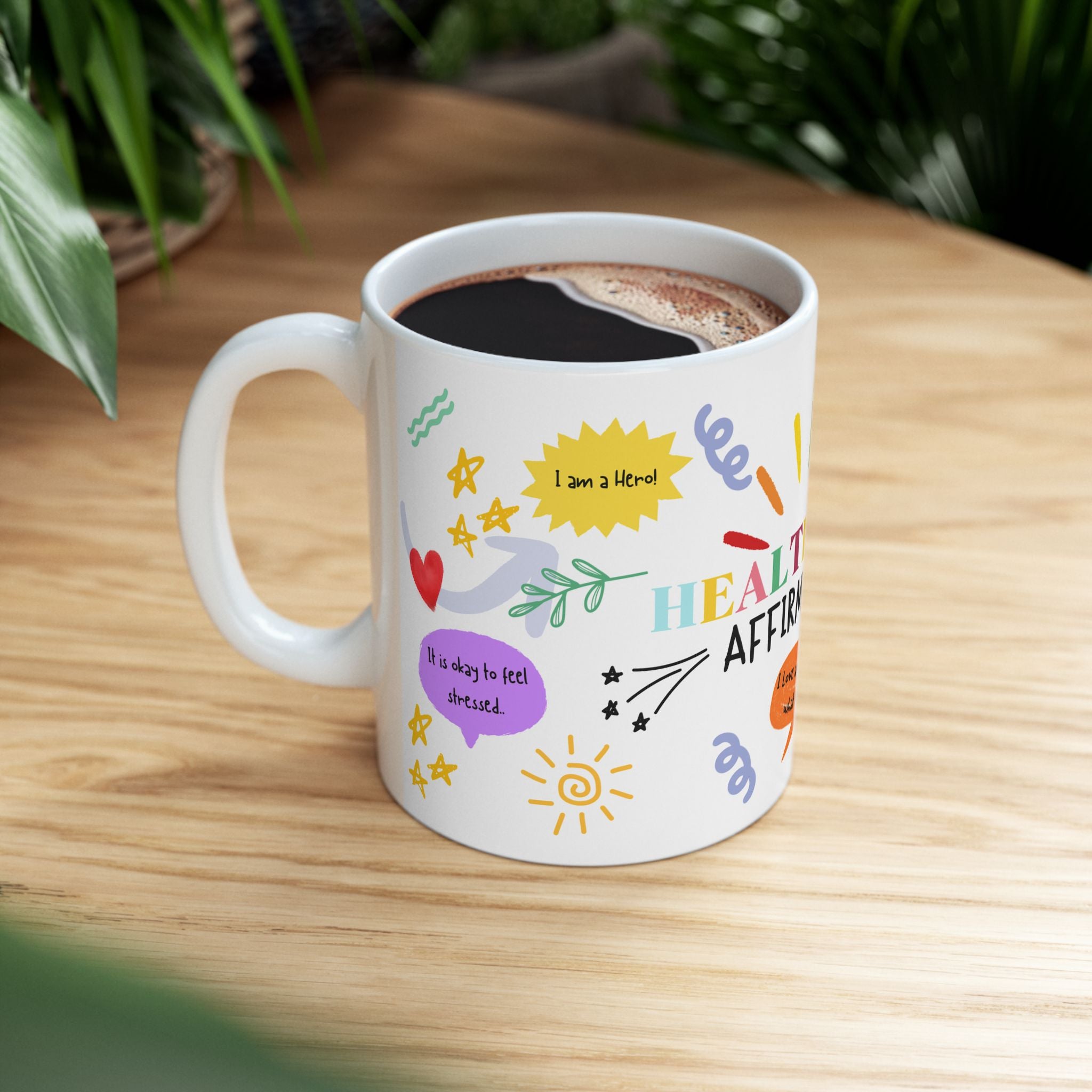 Healthcare Affirmations Ceramic Mug | Colorful Positive Quote Coffee Cup | Motivational Gift for Nurses & Caregivers, Self-Care Reminder
