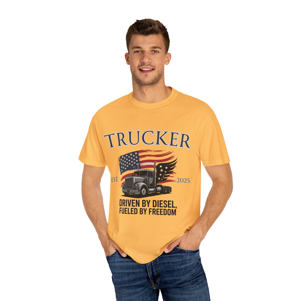 Vintage Trucker T-Shirt, Perfect for Truck Drivers, Trucking Enthusiasts, Proud America Apparel, Gift for Father's Day, Independence Day
