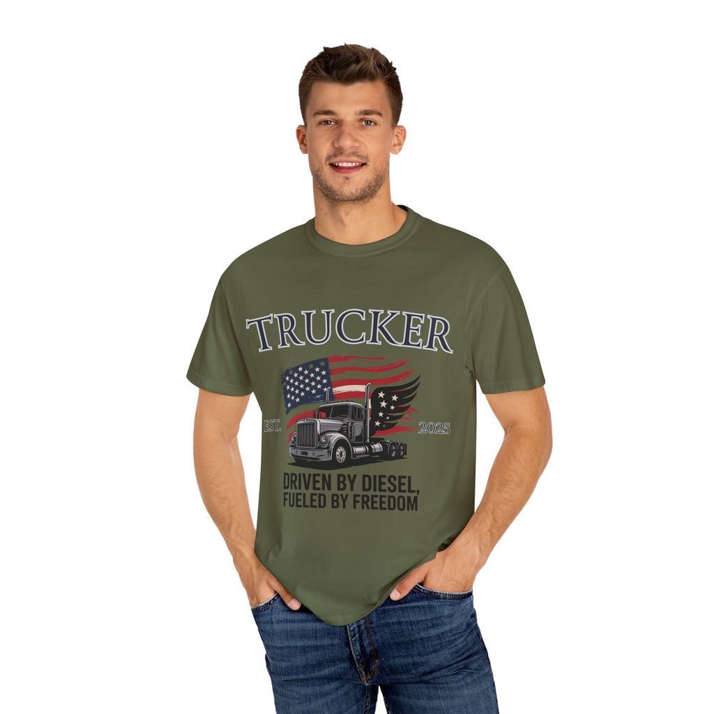 Vintage Trucker T-Shirt, Perfect for Truck Drivers, Trucking Enthusiasts, Proud America Apparel, Gift for Father's Day, Independence Day