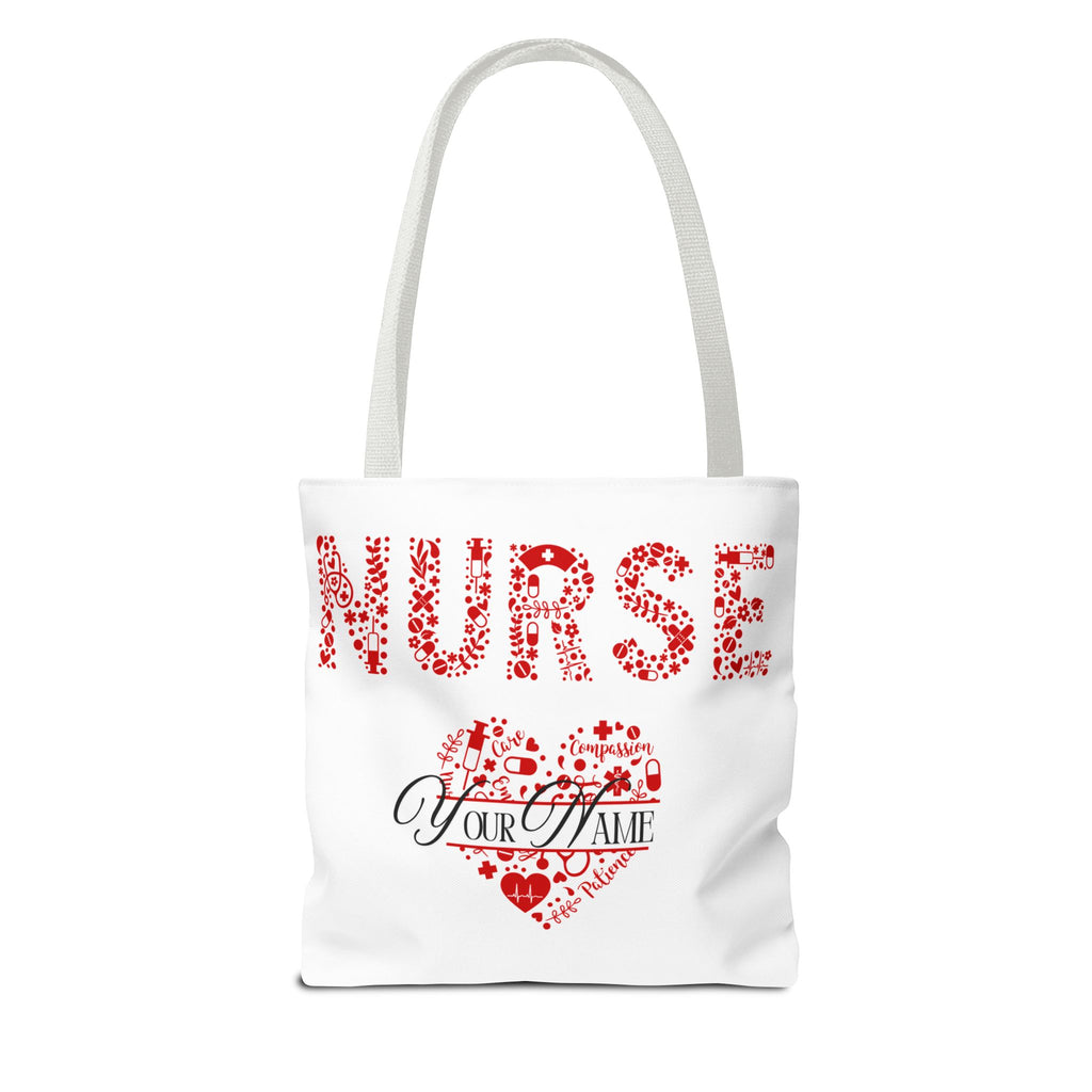 Personalized Name Nurse Tote Bag, Heart Design, Gift for Nurses, AOP Nursing Bag, Healthcare Companion, Nurse Appreciation