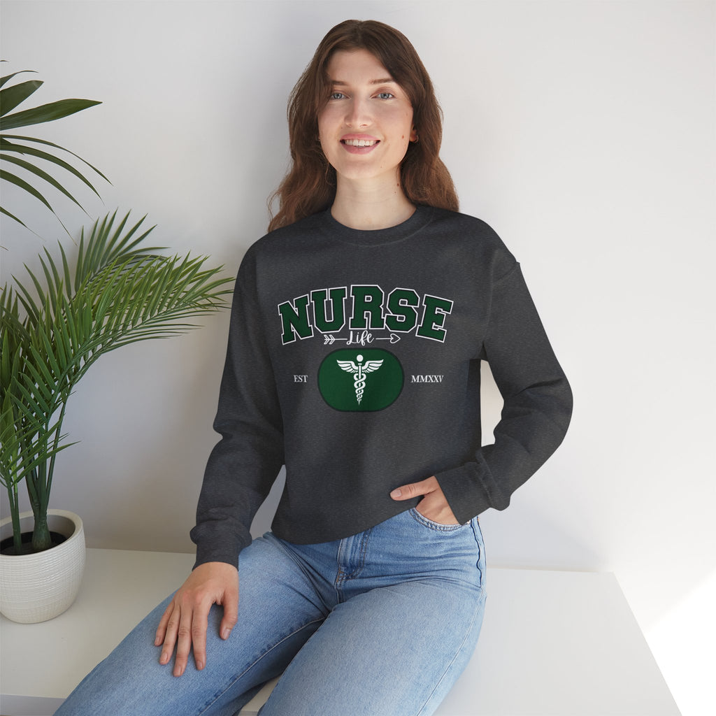 Green Nurse Crewneck Sweatshirt | Cozy Gift for Nurses, Medical Appreciation Day, Healthcare Apparel, Nursing School Gift