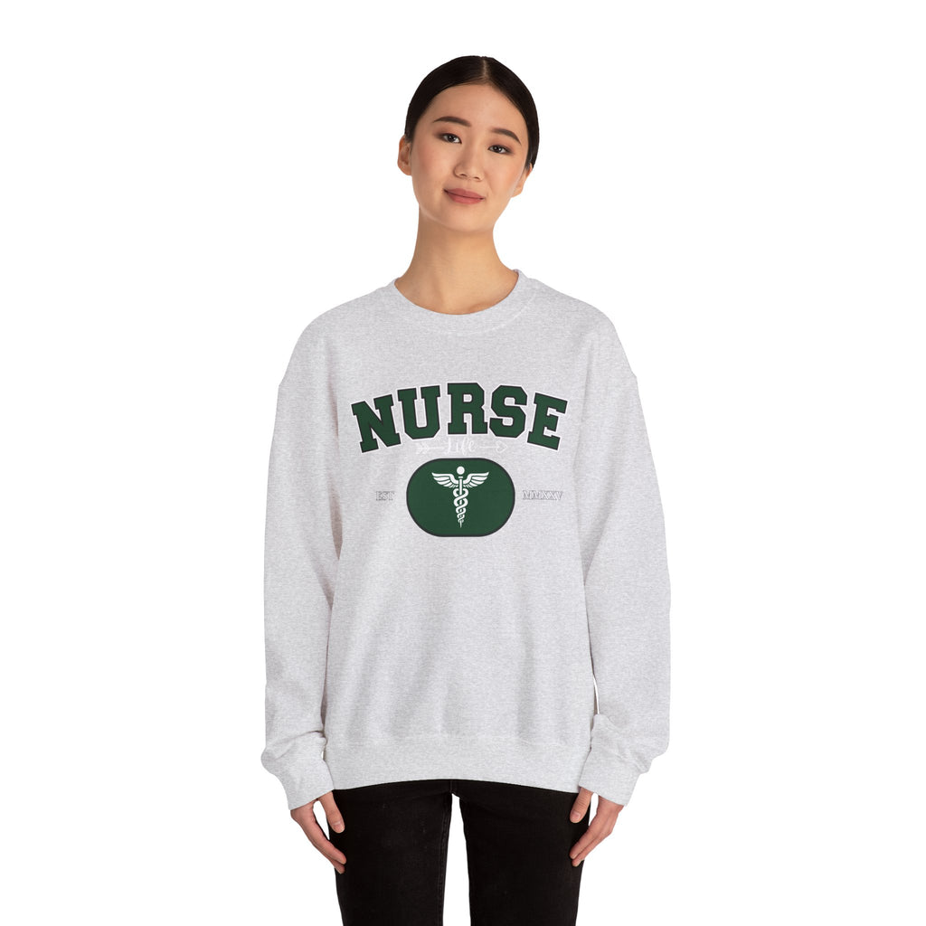 Green Nurse Crewneck Sweatshirt | Cozy Gift for Nurses, Medical Appreciation Day, Healthcare Apparel, Nursing School Gift