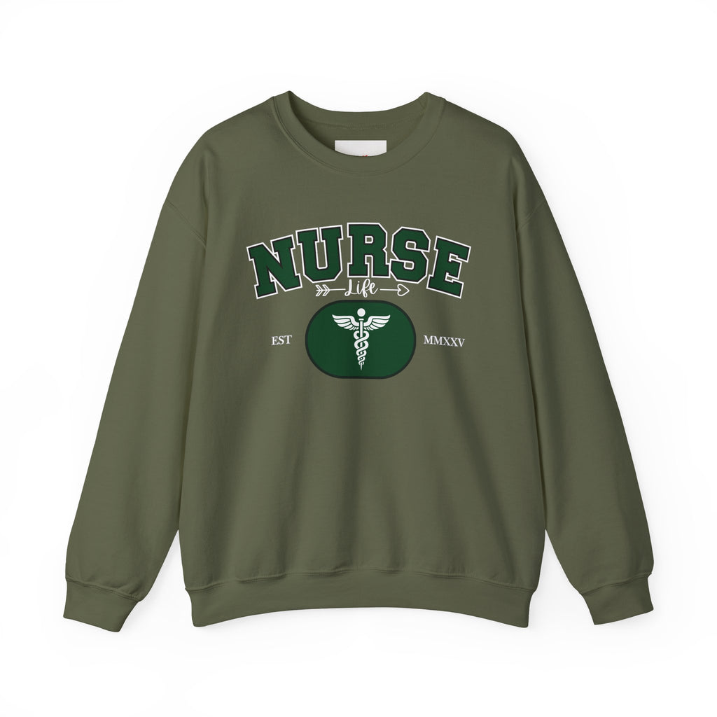 Green Nurse Crewneck Sweatshirt | Cozy Gift for Nurses, Medical Appreciation Day, Healthcare Apparel, Nursing School Gift