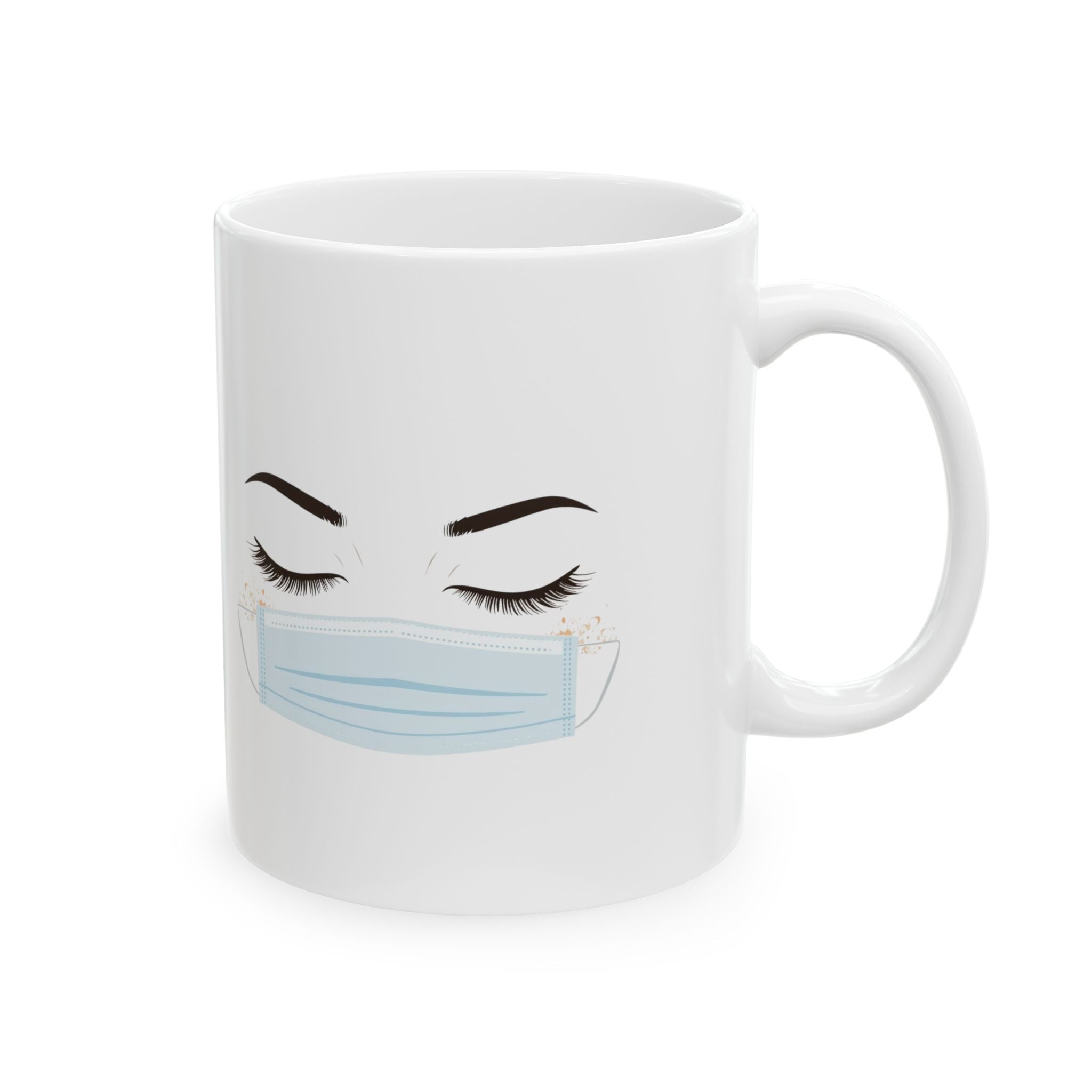 Chic Masked Woman Ceramic Mug - Perfect for Coffee Lovers, Gift for Nurses, Health Awareness, Home Decor, Inspirational Drinkware