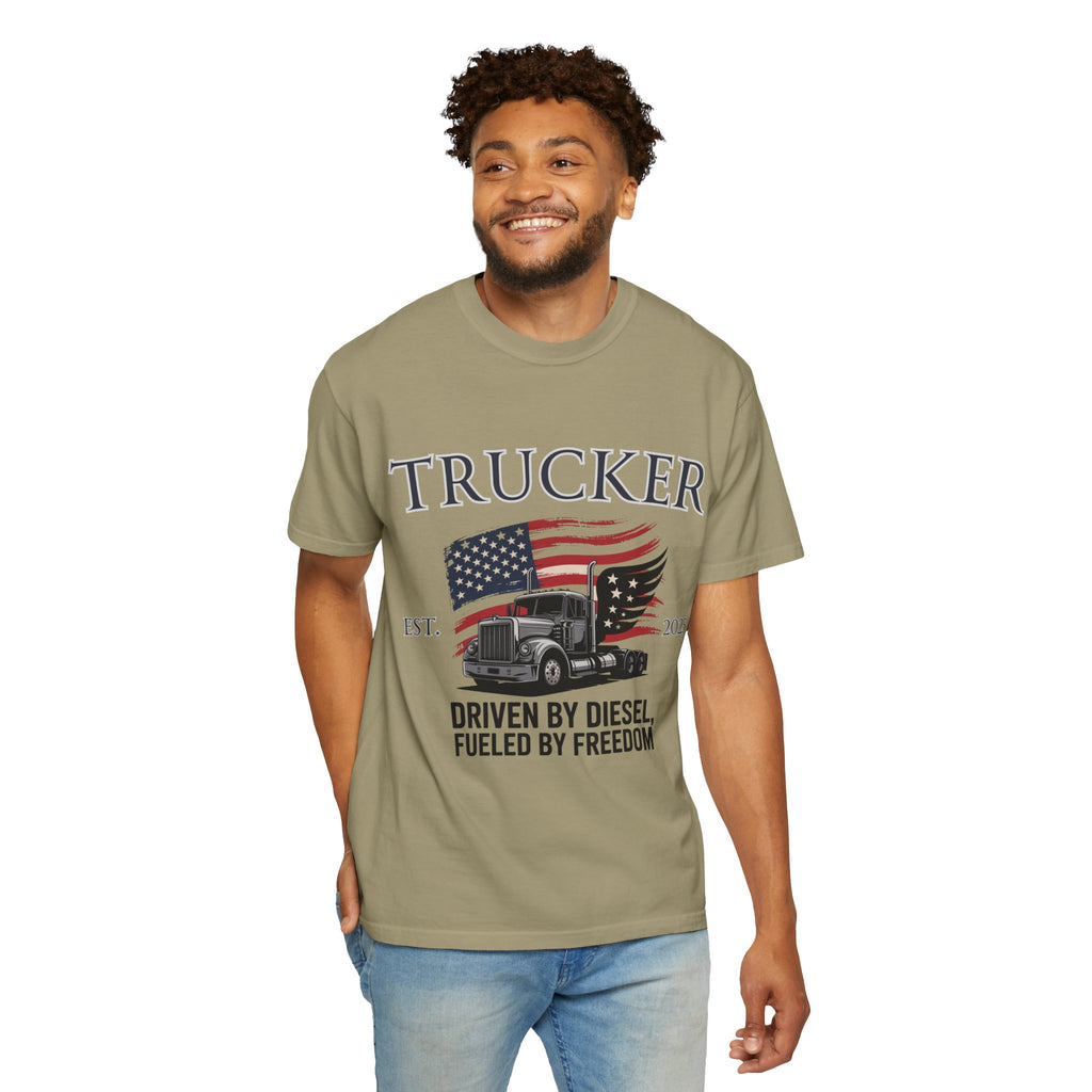 Vintage Trucker T-Shirt, Perfect for Truck Drivers, Trucking Enthusiasts, Proud America Apparel, Gift for Father's Day, Independence Day