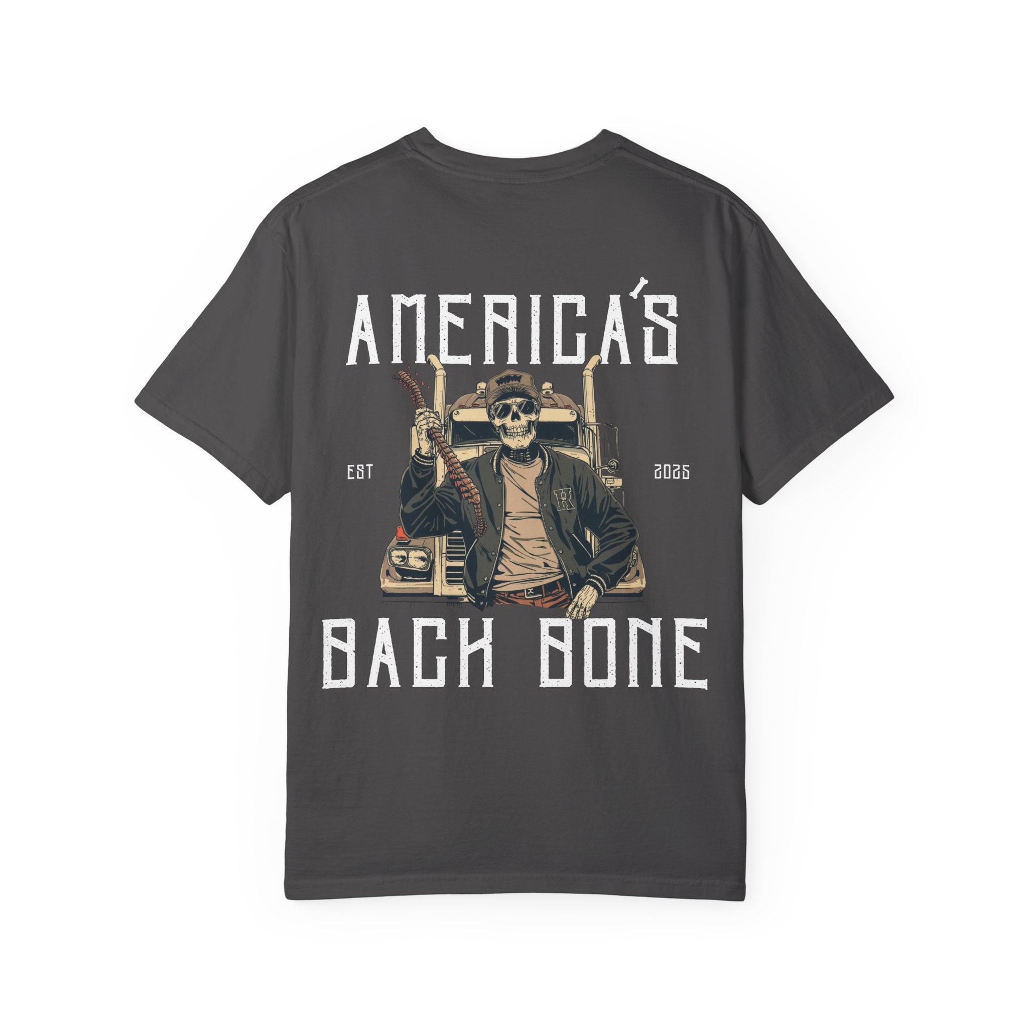 Unisex Garment-Dyed T-shirt with 'America's Backbone' Graphic For Truckers | Casual Wear, Unique Gift, Summer Style, Outdoor Adventure, Everyday Comfort