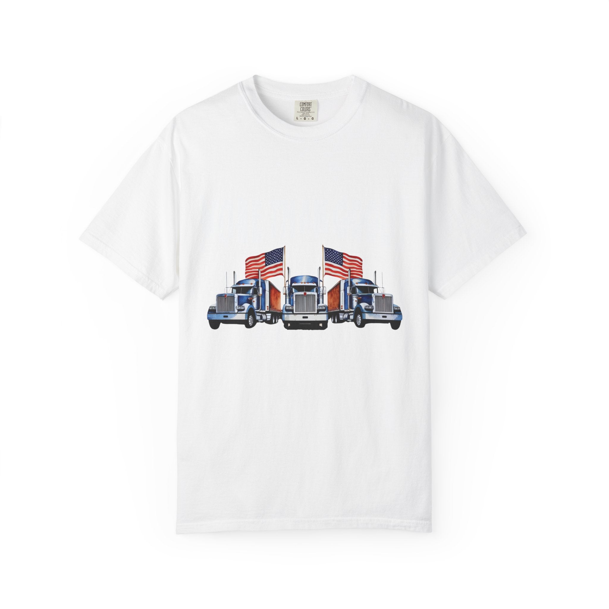 Patriotic Truck Tee, Unisex Garment-Dyed T-shirt for Truck Lovers, Freedom, Americana, Casual Wear, Independence Day