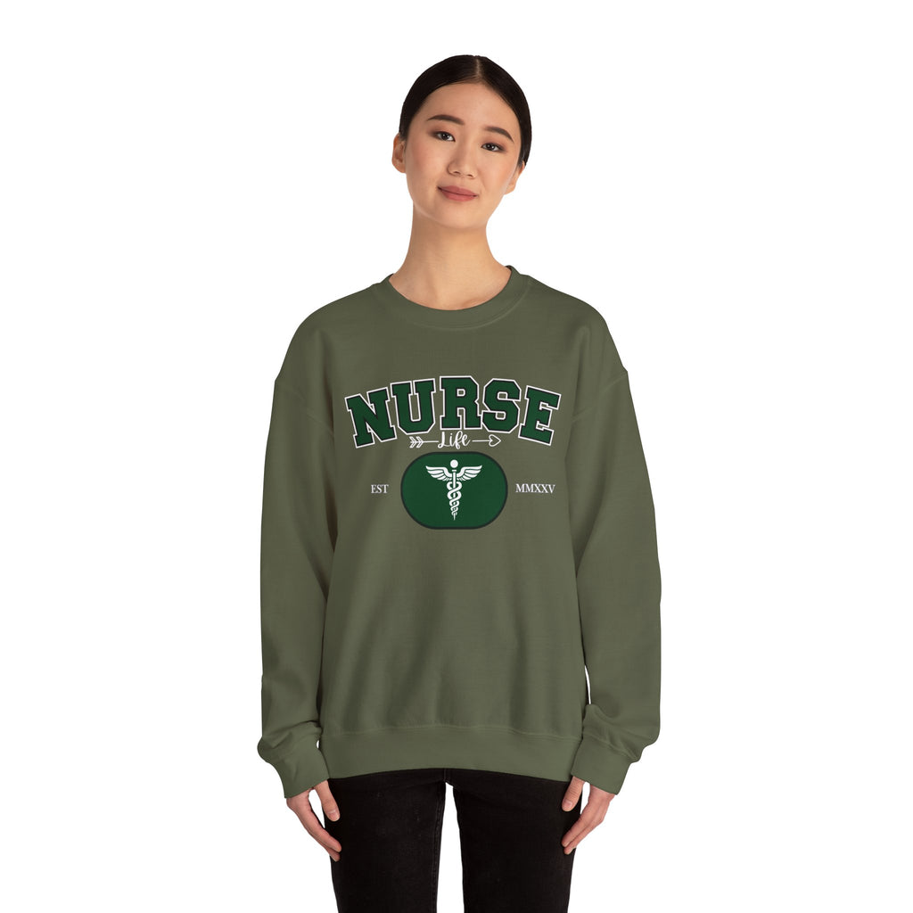 Green Nurse Crewneck Sweatshirt | Cozy Gift for Nurses, Medical Appreciation Day, Healthcare Apparel, Nursing School Gift